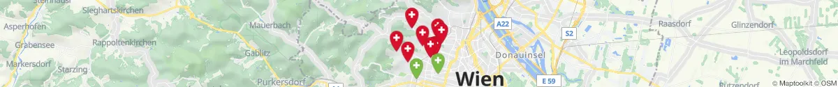 Kartenansicht für Apotheken-Notdienste in der Nähe von Neustift am Walde (1190 - Döbling, Wien)